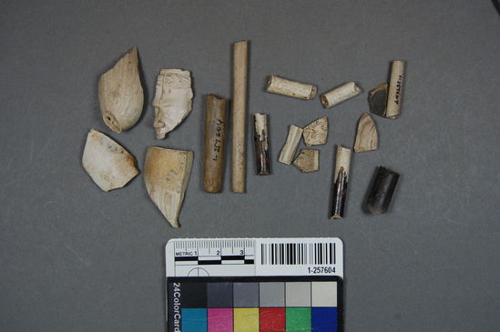 Hearst Museum object titled Ceramic pipe fragments, accession number 1-257604, described as No description given on catalog card