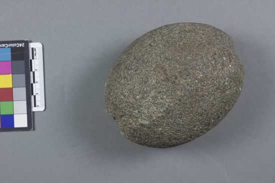 Hearst Museum object titled Sinker, stone, accession number 11-14602, described as Grooved stone sinker( maihea)