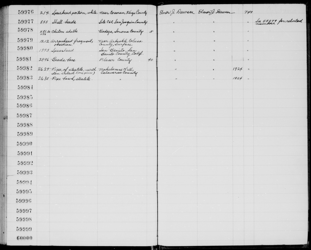 Documentation associated with Hearst Museum object titled Beads, accession number 1-59977, described as Shell.