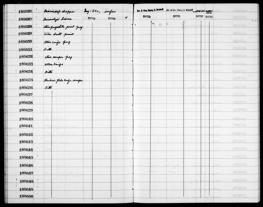 Documentation associated with Hearst Museum object titled Knife, accession number 1-185634, described as Stone.