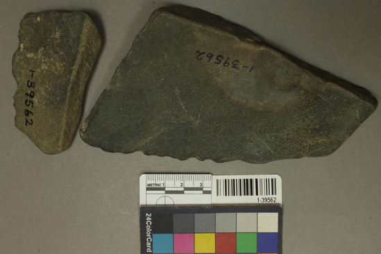 Hearst Museum object titled Stone, accession number 1-39562, described as Hard crystalline rock, apparently worked edge.