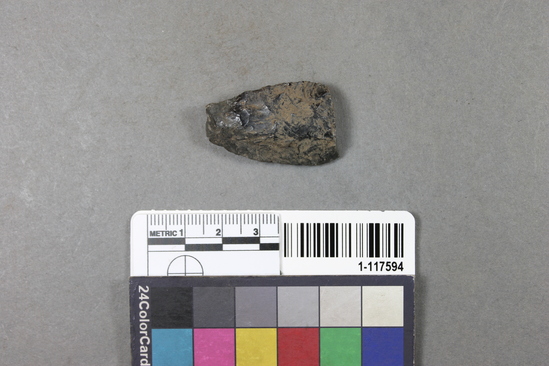 Hearst Museum object titled Point fragment, accession number 1-117594, described as Obsidian. Projectile point.