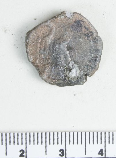Hearst Museum object titled Coin: æ, accession number 6-22542, described as Diademed head of Zeus Ammon, r. central hole