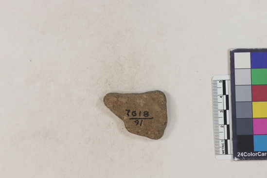 Hearst Museum object 178 of 183 titled Potsherd, accession number 16-8192, described as Potsherd: bodys Section of Manta on beach currently inhabited. Numbers  8111 to 8194 are sherds picked up on beach at low tide.