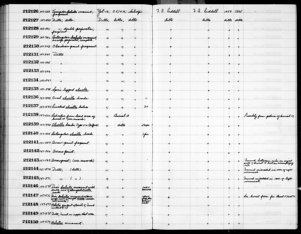 Documentation associated with Hearst Museum object titled Pendant fragment, accession number 1-212129, described as Rectangular haliotis; one edge perforated; complete.