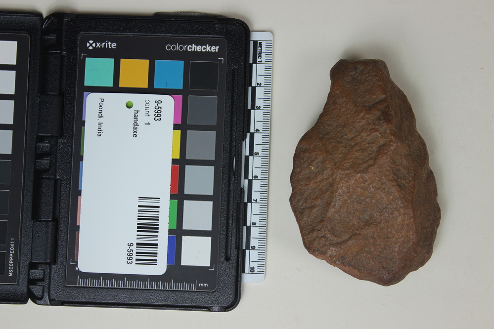 Hearst Museum object titled Handaxe, accession number 9-5993, described as Small handaxe, quartzite