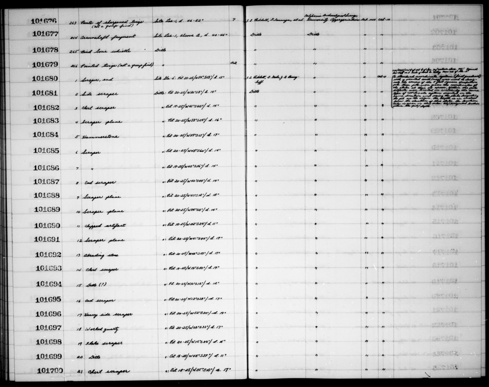 Documentation associated with Hearst Museum object titled Worked stone, accession number 1-101682, described as Chert scraper