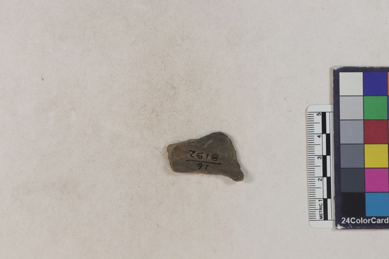 Hearst Museum object 127 of 183 titled Potsherd, accession number 16-8192, described as Potsherd: bodys Section of Manta on beach currently inhabited. Numbers  8111 to 8194 are sherds picked up on beach at low tide.