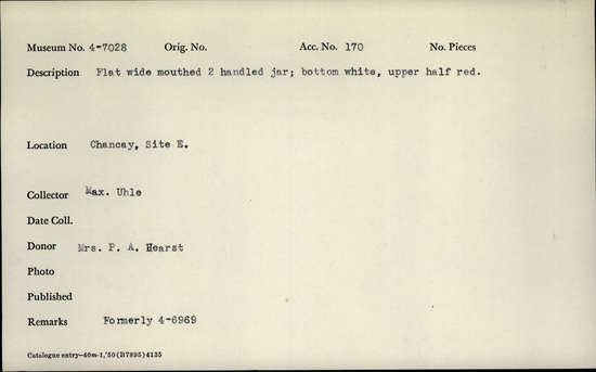 Documentation associated with Hearst Museum object titled Bowl fragments, accession number 4-7028, no description available.