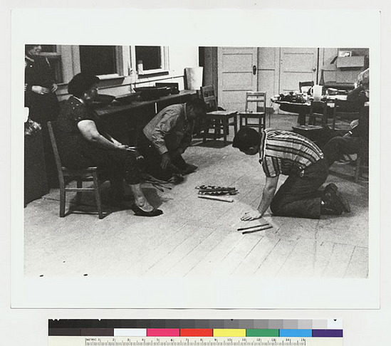 Hearst Museum object titled Black-and-white negative, accession number 15-19517, described as Sidney Parrish and David Peri playing stick game