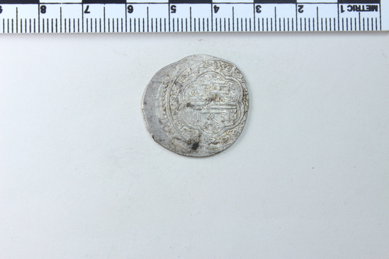 Hearst Museum object 5 of 6 titled Coin: ar double dirhem, accession number 9-7164, described as Silver coin, Double Dirhem, 3.88 gm (Ghazan-Uljaitu II weight standard)