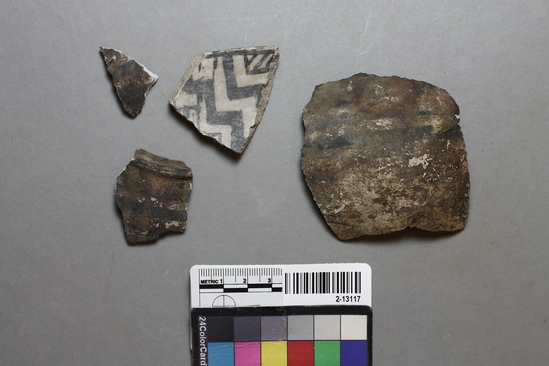 Hearst Museum object titled Potsherds, accession number 2-13117, described as Painted pottery fragments