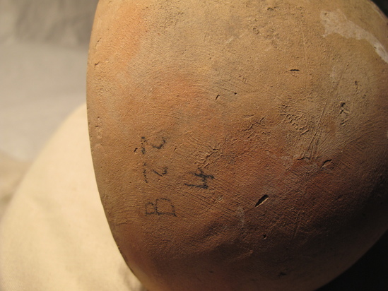 Hearst Museum object 29 of 48 titled Broken bowl, accession number 6-5108, described as Pottery: buff bowl, broken 5 small holes, slow ancient repairing; diameter 14 cm, height 8 cm.