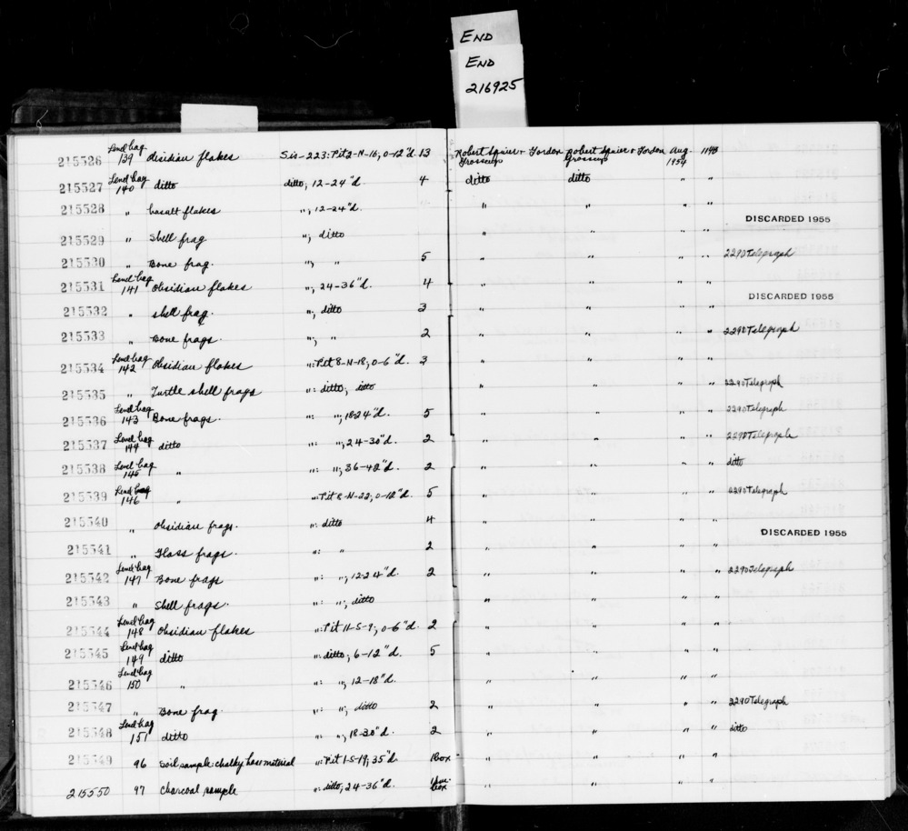 Documentation associated with Hearst Museum object titled Shell fragment, accession number 1-215532, described as Shell fragment