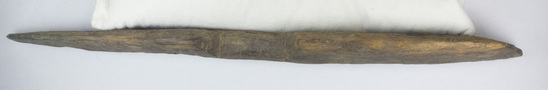 Hearst Museum object 3 of 8 titled Paddle-shaped implement, accession number 4-9319, described as Double-bladed paddle-like implement resembling 4-9317 and 4-9318; length: 14¼ inches.