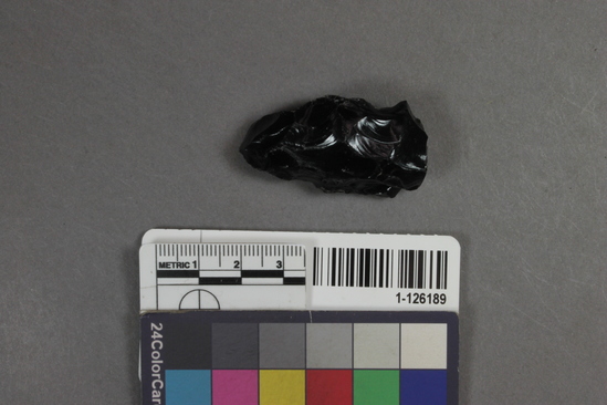 Hearst Museum object titled Implement, accession number 1-126189, described as Chipped obsidian implement.