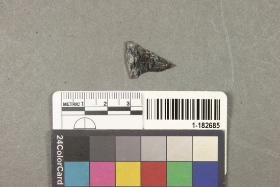 Hearst Museum object titled Projectile point fragment, accession number 1-182685, described as Obsidian.