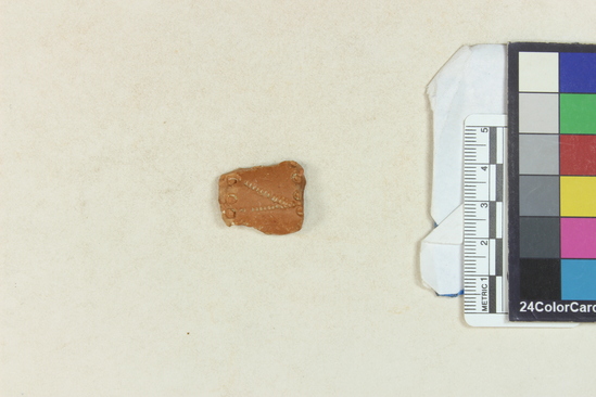 Hearst Museum object titled Ceramic sherd, accession number 9-3793, described as Potsherd, neck, punctate design