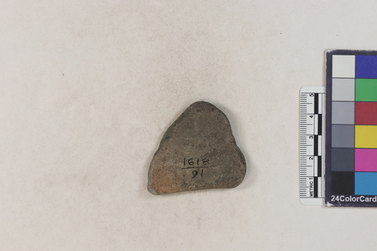 Hearst Museum object 136 of 160 titled Potsherd, accession number 16-8191, described as Potsherd: rims Section of Manta on beach currently inhabited. Numbers  8111 to 8194 are sherds picked up on beach at low tide.