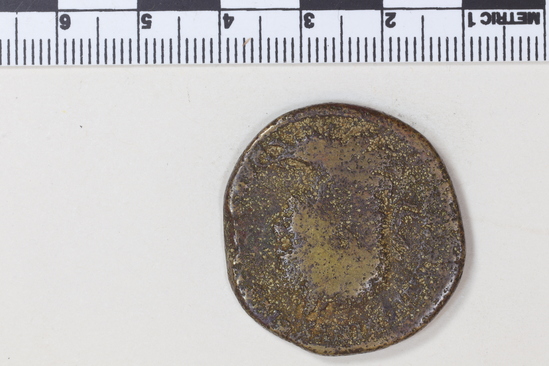 Hearst Museum object 7 of 8 titled Coin: æ sestertius, accession number 8-6185, described as Coin; Æ; Sestertius; Rome. Caracalla, 213-214 AD. 21.26 grams, 29 mm. Obverse: M. AUR. ANTONIVS PIVS FELIX AVG, Bust facing right, laureate. Reverse: PROVIDENTIAE.