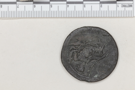 Hearst Museum object 3 of 5 titled Coin: æ, accession number 6-22730, described as Copper coin.