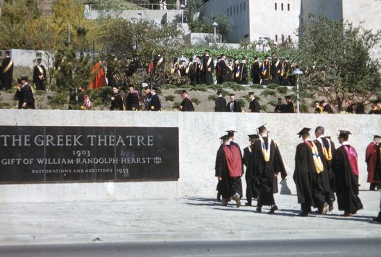 Hearst Museum object titled Color slide, accession number 25-19688, described as Charter Day -  Academic Procession at Greek Theater