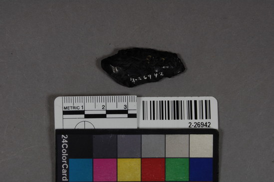 Hearst Museum object titled Obsidian projectile point, accession number 2-26942, described as Obsidian projectile point