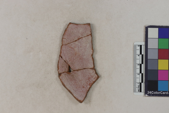 Hearst Museum object 2 of 4 titled Potsherd, accession number 16-8162, described as Potsherd; body, white slip Section of Manta on beach currently inhabited. Numbers  8111 to 8194 are sherds picked up on beach at low tide.