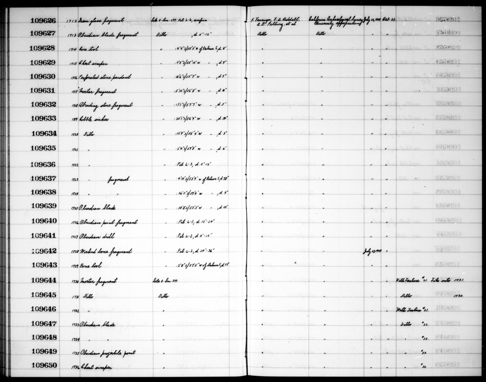 Documentation associated with Hearst Museum object titled Abrader fragment, accession number 1-109632, described as Abrading stone fragment.