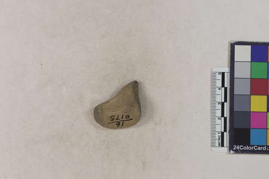 Hearst Museum object 2 of 2 titled Potsherd, accession number 16-8175, described as Potsherd: rim, brown slip Section of Manta on beach currently inhabited. Numbers  8111 to 8194 are sherds picked up on beach at low tide.