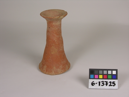 Hearst Museum object titled Pot stand, accession number 6-13725, described as Pottery ring stand, gd 9- h 18 cm.