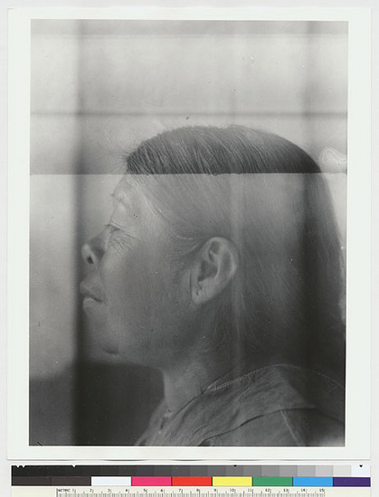 Hearst Museum object titled Black-and-white negative, accession number 15-6856, described as Susie Georgely, profile