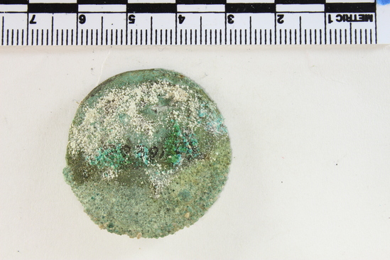 Hearst Museum object titled Coin, accession number 6-16209, described as metal disc; possibly a coin