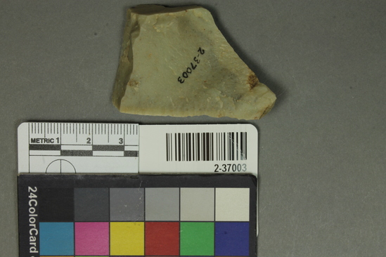 Hearst Museum object titled Flake, accession number 2-37003, described as Small flake scraper; chert