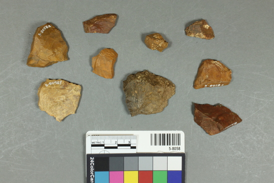 Hearst Museum object titled Chunks, accession number 5-8058, described as waste flakes and chunks; L from 1.8 to 4cm