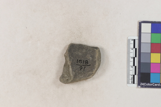 Hearst Museum object 123 of 160 titled Potsherd, accession number 16-8191, described as Potsherd: rims Section of Manta on beach currently inhabited. Numbers  8111 to 8194 are sherds picked up on beach at low tide.