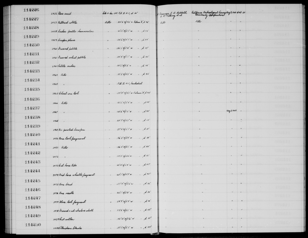 Documentation associated with Hearst Museum object titled Sinker (fishing), accession number 1-114233, described as Cobble.