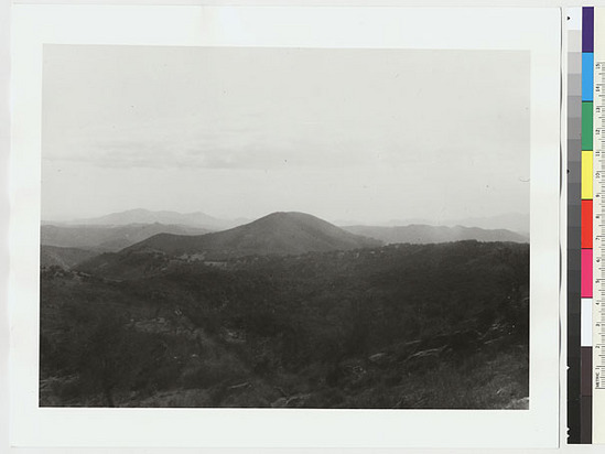 Hearst Museum object titled Black-and-white negative, accession number 15-5994, described as Landscape, looking from Mesa Grande toward Coronada Islands