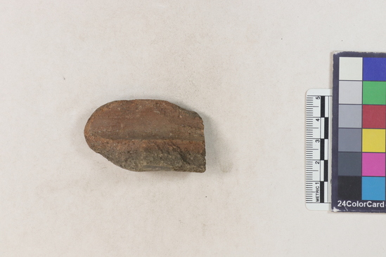 Hearst Museum object 106 of 160 titled Potsherd, accession number 16-8191, described as Potsherd: rims Section of Manta on beach currently inhabited. Numbers  8111 to 8194 are sherds picked up on beach at low tide.