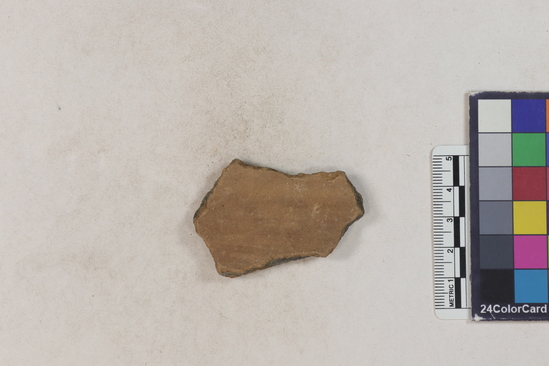 Hearst Museum object 19 of 183 titled Potsherd, accession number 16-8192, described as Potsherd: bodys Section of Manta on beach currently inhabited. Numbers  8111 to 8194 are sherds picked up on beach at low tide.