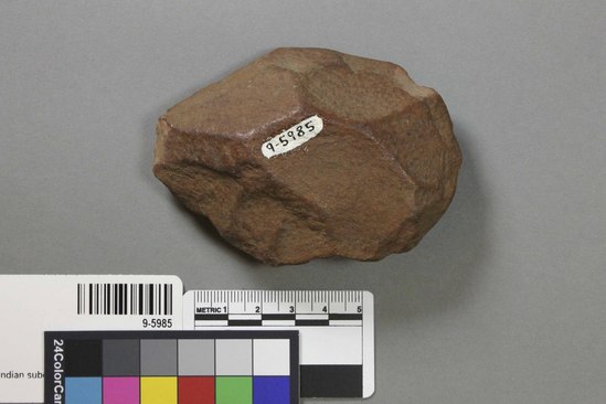 Hearst Museum object 2 of 3 titled Handaxe, accession number 9-5985, described as Small handaxe, quartzite