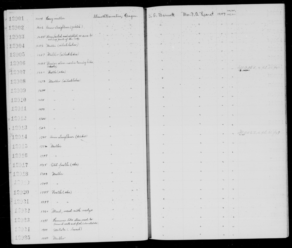 Documentation associated with Hearst Museum object titled Arrow straightener, accession number 1-12902, described as Yehish [or "yahis" ?].