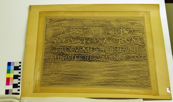 Hearst Museum object titled Rubbing of latin inscription, accession number 22-4, described as Now in Vatican Museum.