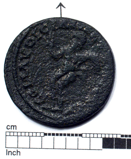 Hearst Museum object 4 of 10 titled Coin: æ, accession number 8-4944, described as Coin; AE. 8-4944.