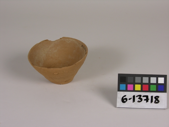 Hearst Museum object titled Bowl, accession number 6-13718, described as Pottery bowl; cup-like, d 10- h 4.5 cm.