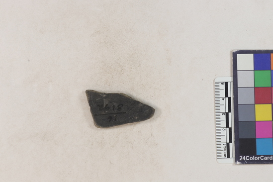 Hearst Museum object 115 of 183 titled Potsherd, accession number 16-8192, described as Potsherd: bodys Section of Manta on beach currently inhabited. Numbers  8111 to 8194 are sherds picked up on beach at low tide.