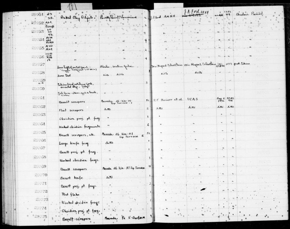 Documentation associated with Hearst Museum object titled Scrapers, accession number 2-29762, described as Flint scrapers