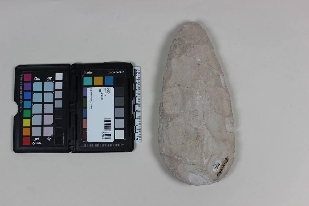 Hearst Museum object titled Handaxe, accession number 5-5604, described as Chert hand axe; L. cm