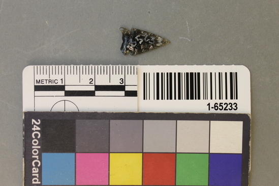 Hearst Museum object titled Point, accession number 1-65233, described as Obsidian. Type NBa-2.