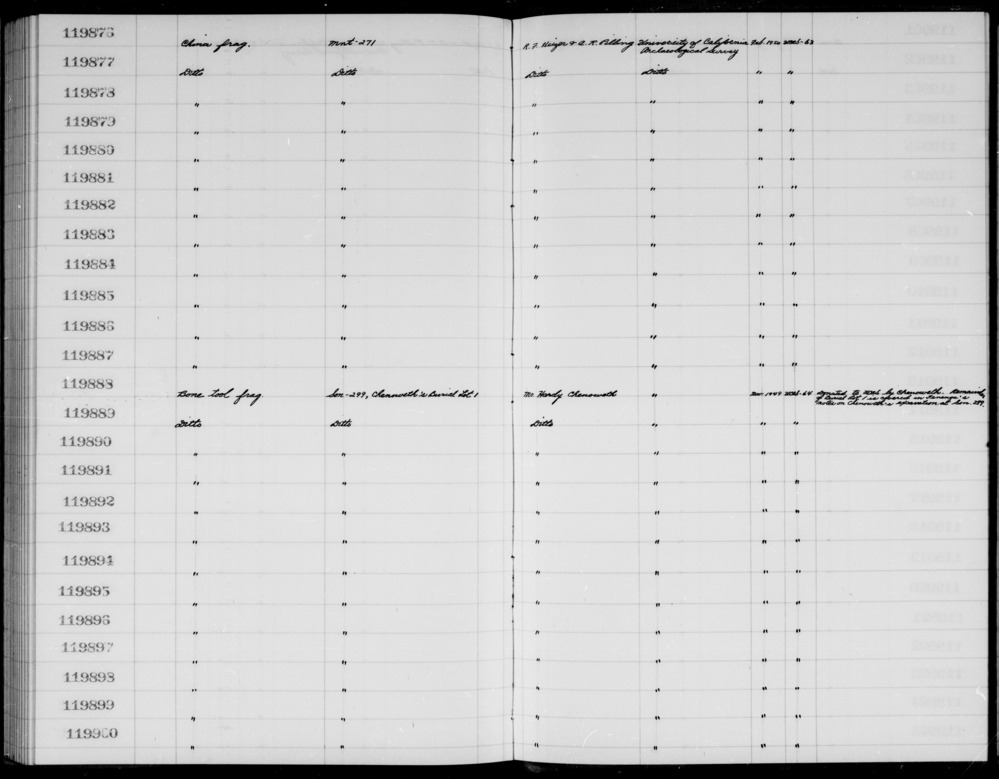 Documentation associated with Hearst Museum object titled Worked bone, accession number 1-119891, described as Bone.